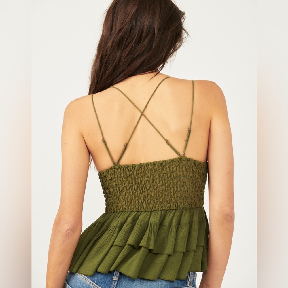 🌻🚨🆕FREE PEOPLE🚨 ADELLA CAMI TANK-Olive Sparrow Color-Sizes Small & Medium - Picture 5 of 15